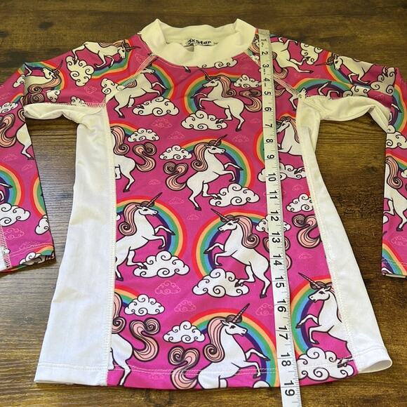 5 for $20 Oxstar 6-7Y Pink Long Sleeve Unicorn Dri-Fit Style Tee - Picture 4 of 9